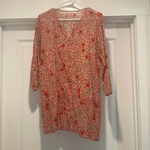 Roller rabbit size medium cover-up dress with V-neck and side slits